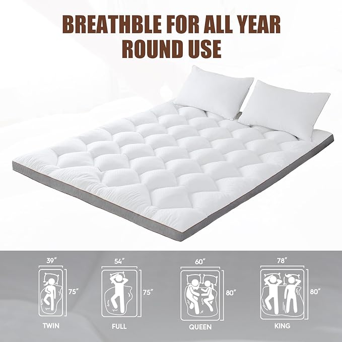 WhatsBedding 4 Inch Memory Foam Mattress Topper Twin Size for Pressure Relief, Extra Soft and Breathable Pillow Top Mattress Topper with 3D air mesh, Fluffy Shredded Memory Foam Filled，75 * 39 * 4in