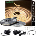 White LED Strip Lights, Waterproof cuttable 1200 SMD 2835 LED Tape, 12V 65.6ft/20m Flexible Ribbon, Kitchen Cabinet Lighting (Warm White)