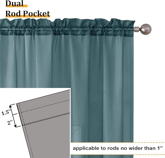 Aiyufeng Dusty Blue Sheer Curtains 84 Inches Long 2 Panels Set, Light Filtering Soft Airy Voile Rod Pocket Dusty Blue Sheer Window Drapes for Bedroom Living Room, Each 40Wx84L Inches