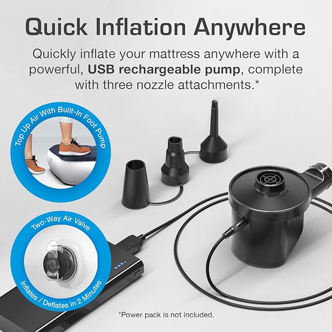 Active Era Twin Air Mattress with Built-in Pump & Raised Pillow - Heavy Duty Puncture Resistant, Waterproof Blow Up Bed