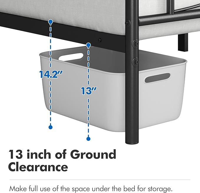 Yaheetech Twin Size Bed Frame Metal Platform Bed with Curved Design Headboard Footboard/No Box Spring Needed/Mattress Foundation/Heavy-Duty Support/Easy Assembly/Black