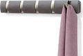 Umbra Flip Wall Mounted Floating Rack – Modern, Sleek, Space-Saving Coat Hanger with 5 Retractable, Driftwood/Nickel Hook
