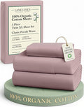 LANE LINEN 100% Organic Cotton Eco Friendly Extra Large Twin Sheets for Hospital Bed, Fully Elasticized Reinforsed Seams in Fitted Pocket, Machine Washable Deep Pocket Twin XL Bedding- Lilac