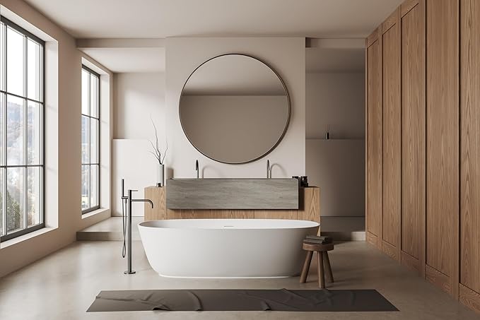 ANDY STAR Round Wall Mirror, 30 Inches Brushed Bronze Bathroom Mirror, Modern Vanity Mirror in Stainless Steel Frame