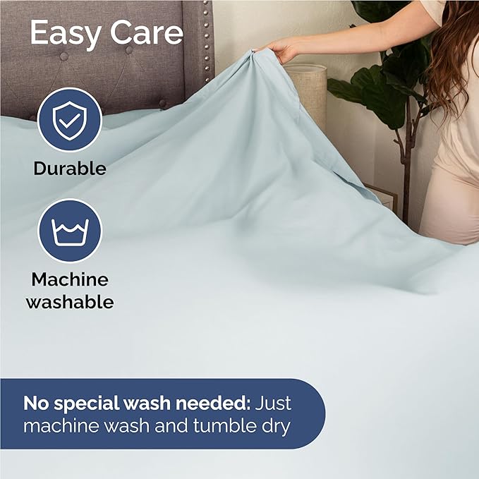 Full 6 Piece Sheet Set - Comfy Breathable & Cooling - Ultra Soft Hotel Luxury Bedding Set w/ 8-16 Inch Deep Pockets - 1 Flat & 1 Fitted Sheet & 4 Pillowcases - Wrinkle Free and Easy Care - Ice Blue