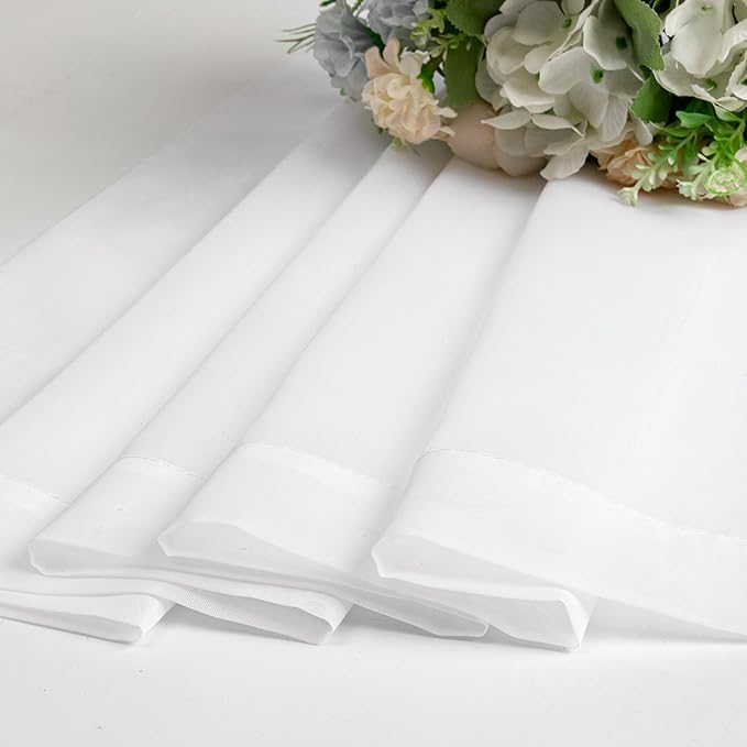 Chyhomenyc White Sheer Curtains 30 inch Length 2 Panels, Light Filtering Voile Rod Pocket Short Window Curtians for Bathroom Living Room Farmhouse Small Windows, 42Wx30L inches