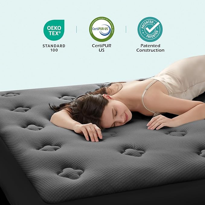 Hansleep Full Size Mattress Topper Viscose Derived from Bamboo, Memory Foam Pillow Top Mattress Topper Full with Deep Pocket, Breathable Mattress Pad for Back Pain Relief, 54" x75", Charcoal Grey