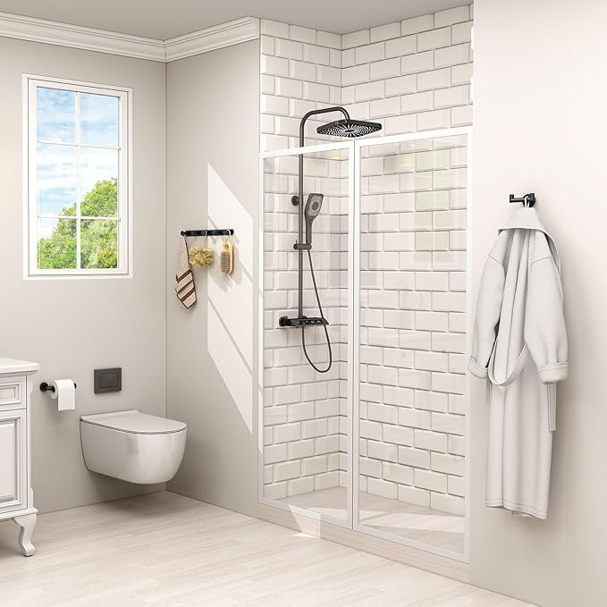 Angle Simple Double Towel Hook, Stainless Steel Bathroom Hand Towel Holder, Coat Hook for Wall, Matte Black