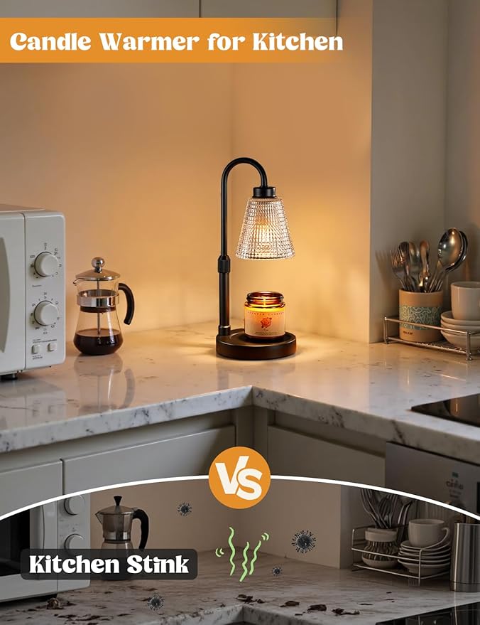 Innqoo Candle Warmer Lamp with Timer, Dimmable Candle Warmer for Jar Candles, Height Adjustable Wax Melts Warmer, Birthday Gifts for Women Mom, House Warming Gifts New Home Decor