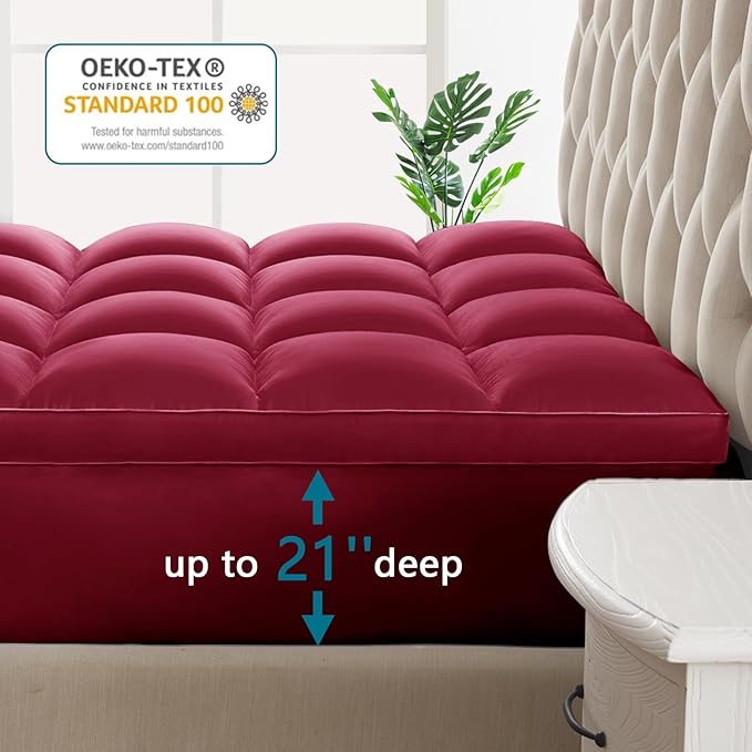 CHOKIT Queen Mattress Topper, Extra Thick Pillow Top Mattress Pad for Back Pain Relief, Cooling Bed Topper Mattress Cover with 8-21 Inch Deep Pocket