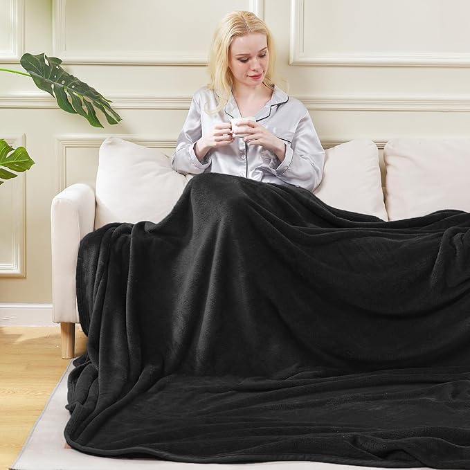 Soft Blanket King Size Fleece Warm Fuzzy Throw Blankets for The Bed Sofa Lightweight Charcoal Grey 90" x 108"