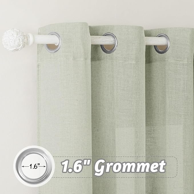 RYB HOME Extra Wide Semi Sheer Curtains, Grommet Easy Sliding Room Divider for Office Bedroom Separation, Large Window Curtains for Sliding Glass Door, Sage Green, W 100 x L 84, 1 Pcs