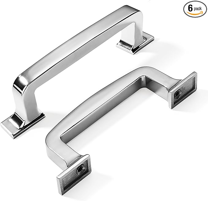 Khtumeware 6 Pack 3-3/4 Inch Cabinet Handles - Polished Chrome Pulls for Drawers, Cupboards, Kitchen Hardware