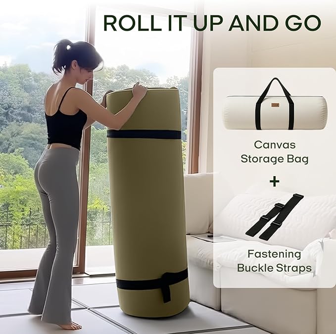 ZonLi Japanese Floor Futon Mattress King Size 80"x 76", 100% Cotton Cover 2.5'' Thicken Tatami Mattress, Foldable Sleeping Pad, Portable Dormitory Tatami Mat, Roll Up Floor Lounger Bed for Adult