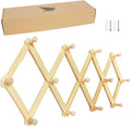 AMAPON Accordion Style Expandable Wall Wooden Coat Rack 13 Hooks (Pegs) Hang Hats Jackets Coffee Mug Purses Necklaces Towels Cap Leash Scarves Data Line Kitchenware