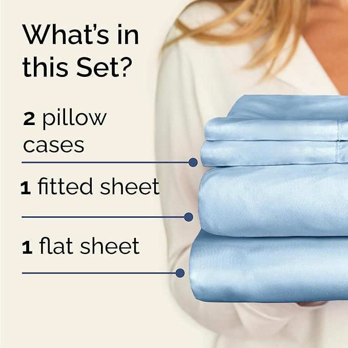 Twin 4 Piece Sheet Set - Comfy Breathable & Cooling - Ultra-Soft Hotel Luxury Bedding Set with 8-16 Inch Deep Pockets - 1 Flat & 1 Fitted Sheet & 2 Pillowcases - Wrinkle Free & Easy Care - Baby Blue