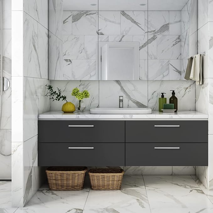 Ravinte 25 Pack Brushed Nickel Kitchen Cabinet Handles 11-1/3 Inch Cabinet Pulls Square Kitchen Hardware for Cabinet Drawer Pulls Drawer Handles Come with Screwdriver