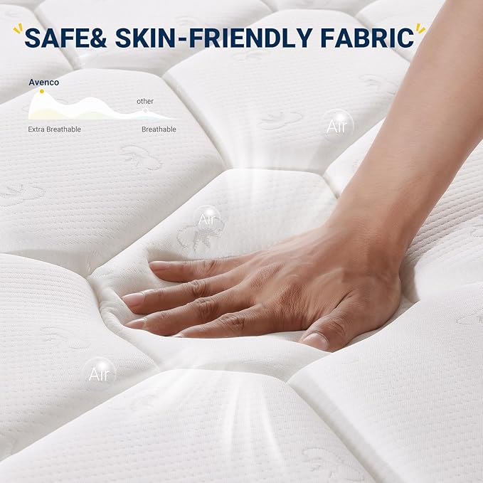 Avenco 6 Inch Full Mattress, Medium Soft, Breathable Fabric Cover & Adaptive Support, CertiPUR-US Certified, Full Size Mattresses in Guest and Kids Bedroom
