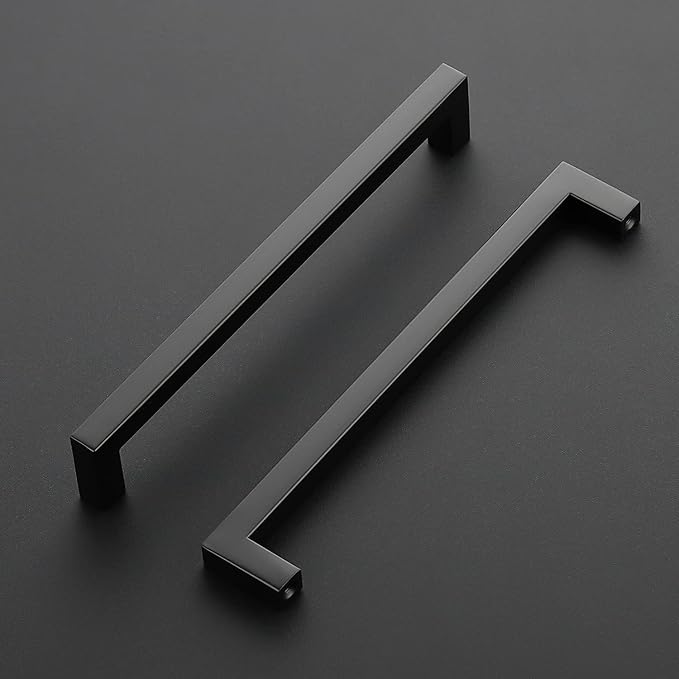 Ravinte 3 Pack Black Cabinet Pulls 8 Inch Square Kitchen Cabinet Handles Matte Black Kitchen Hardware for Drawer Pulls Drawer Handles Come with Screwdriver