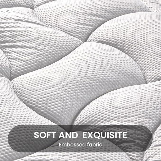 SLEEP ZONE Cooling Queen Mattress Topper for Single Bed, Premium Zoned Quilted Mattress Pad, Fitted Mattress Protector Cover, Machine Wash Durable, Deep Pocket 8-21 inch (Silver Grey, Queen)