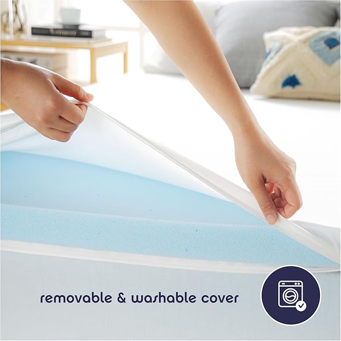 Best Price Mattress 3 Inch Gel Memory Foam Mattress Topper with Cover, CertiPUR-US Certified, Dorm Essentials, Short Queen