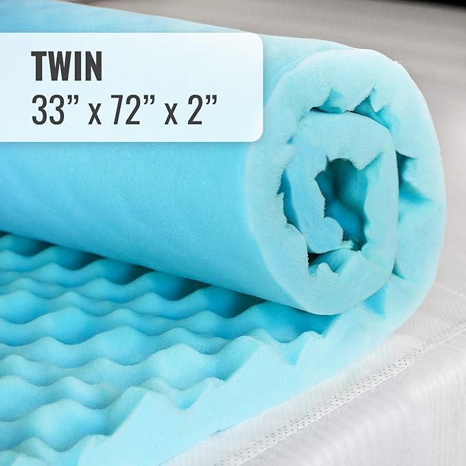 DMI 2-Inch Foam Mattress Topper, Egg Crate Foam Pad for Support, Air Circulation, Pressure Relief & Weight Distribution, Twin Size 33 x 72, Blue