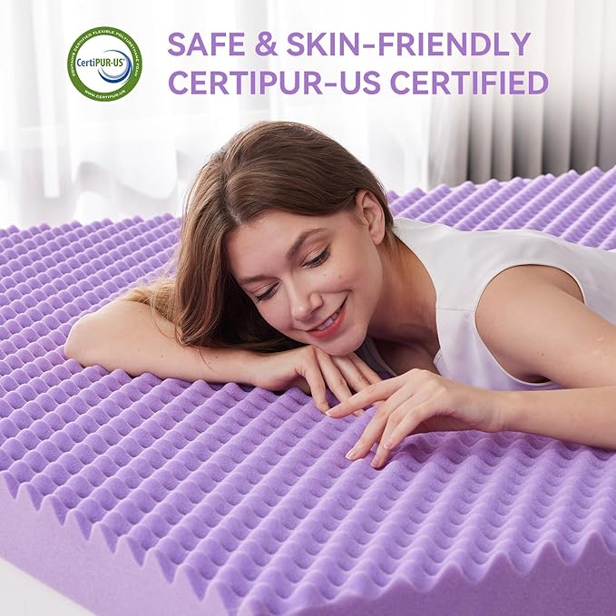 SINWEEK 3 Inch Egg Crate Memory Foam Mattress Topper Full Size, Soft Mattress Pad for Back Pain Relief, Bed Topper, CertiPUR-US Certified