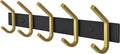 Coat Rack Wall Mount – Black and Gold Hook Rail with 5 Double Coat Hooks, 15 Inch Stainless Steel Wall Hooks for Entryway, Bathroom, Bedroom, Closet, Towel, Hat, Bag, Heavy Duty Organizer