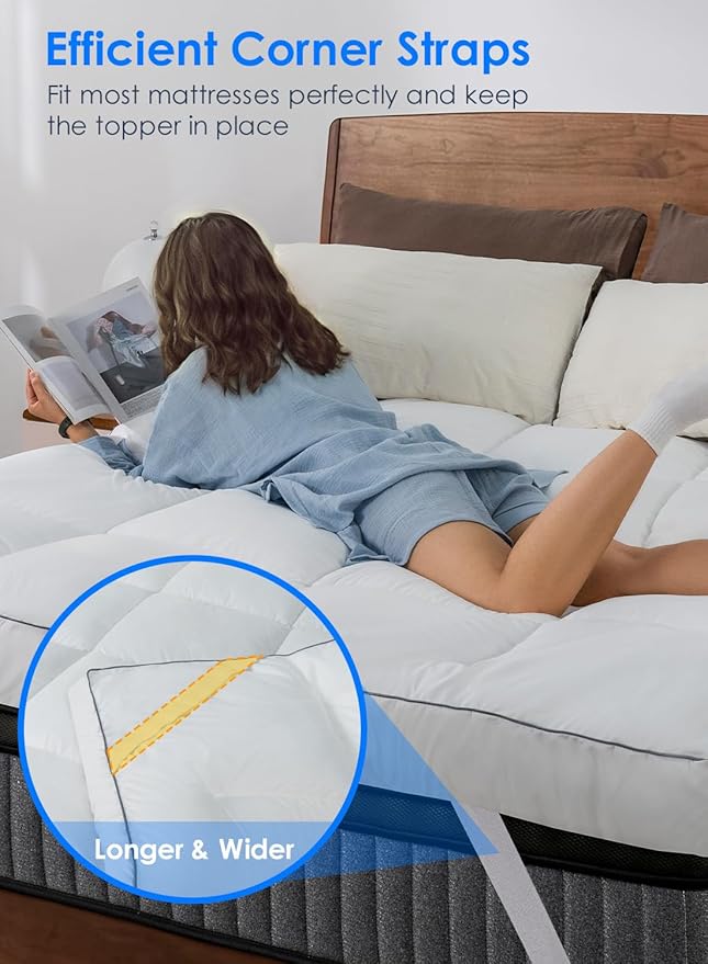QUEEN ROSE Twin Mattress Topper, Extra Thick 3D Snow Alternative Down Pillow-Top Cooling Mattress Pad Bed Cover Mattress Topper, Hotel Quality, Plush and Support