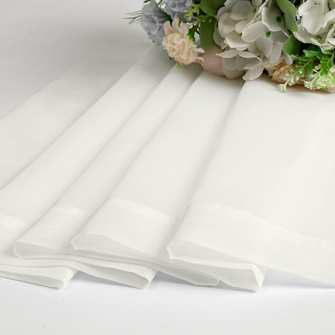 Aiyufeng 108 Inch Ivory Sheer Window Curtains for Farmhouse, Rod Pocket Voile Window Treatment Vertical Panels for Study Room/Bedroom/Living Room, Ivory, W59 x L108, 2 Panels
