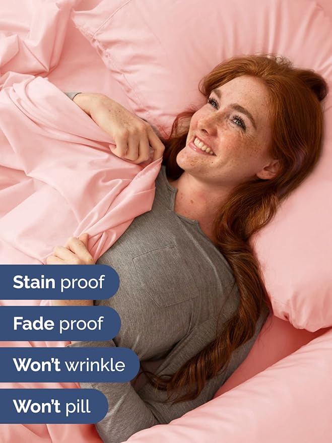 Extra Deep Cal King Sheet Set - 6 Piece Breathable and Cooling Sheets - Hotel Luxury Bed Sheets Set - Easy Fit - Soft, Wrinkle Free and Comfy Sheets Set - Baby Pink Sheet Set with Extra Deep Pockets