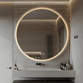 Niccy Round Led Mirror for Bathroom, 40" Backlit Mirror for Wall Circle Lighted Mirror with Gold Frame Anti-Fog, 3 Colors, HD Glass and IP65 Waterproof
