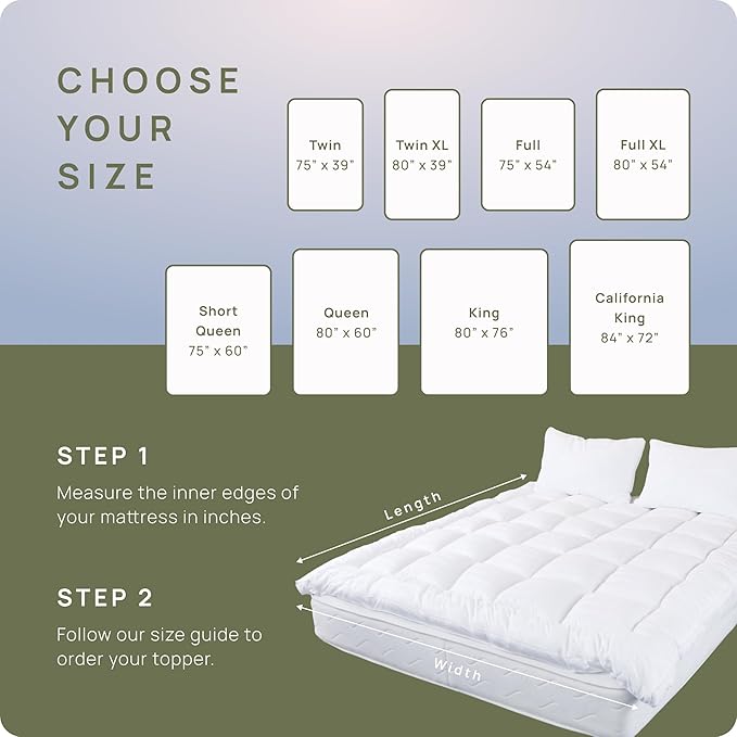 Extra Thick Pillow Top 3 Inch Mattress Topper King Size for Firm Mattress, Cooling Fluffy Cotton Hotel Mattress Bed Topper for Cloud Like Sleep & Back Pain, Plush Soft Pad, Fit to 6”-22” Mattress