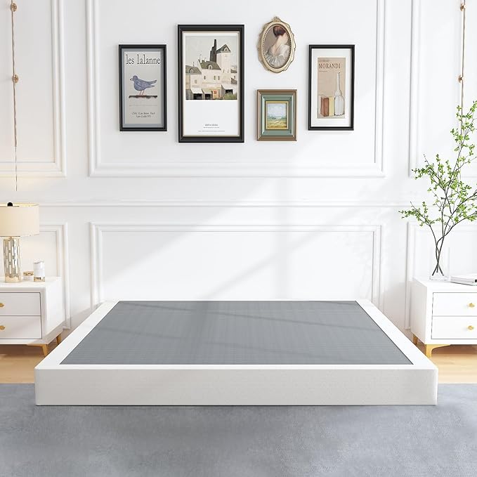 ALDRICH 5 Inch California King Box Spring Bed Base, 3000 lbs Heavy Duty Metal Frame Mattress Foundation with Cover, Easy Assembly