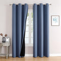ChrisDowa 100% Blackout Curtains 72 inch Long for Bedroom with Black Liner, 2 Thick Layers Total Blackout Thermal Insulated Grommet Window Curtains 2 Panels Set (Stone Blue, 42 x 72 Inch)