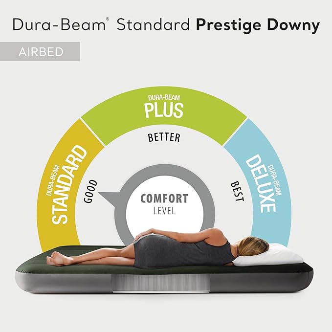 Intex 64109E Dura-Beam Standard Prestige Air Mattress: Fiber-Tech – Queen Size – 10in Bed Height – 600lb Weight Capacity – Pump Sold Separately