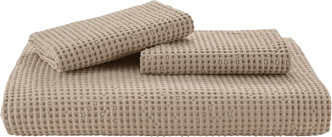 Bedsure Cotton Duvet Cover Full - 100% Cotton Waffle Weave Khaki Duvet Cover Set, GentleSoft™ and Breathable Tan Bedding Set for All Season, 3 Pieces, 80"x90"