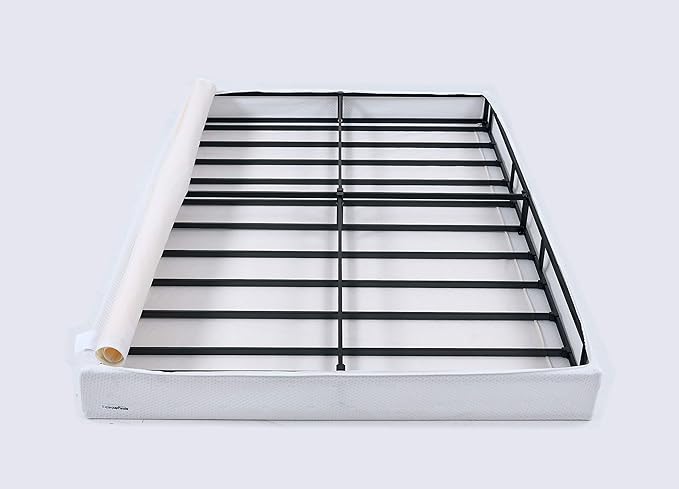 Amazon Basics Smart Box Spring Bed Base, 5-Inch Height Mattress Foundation, Tool-Free Easy Assembly, King, 79"L x 75.5"W x 5"H, White