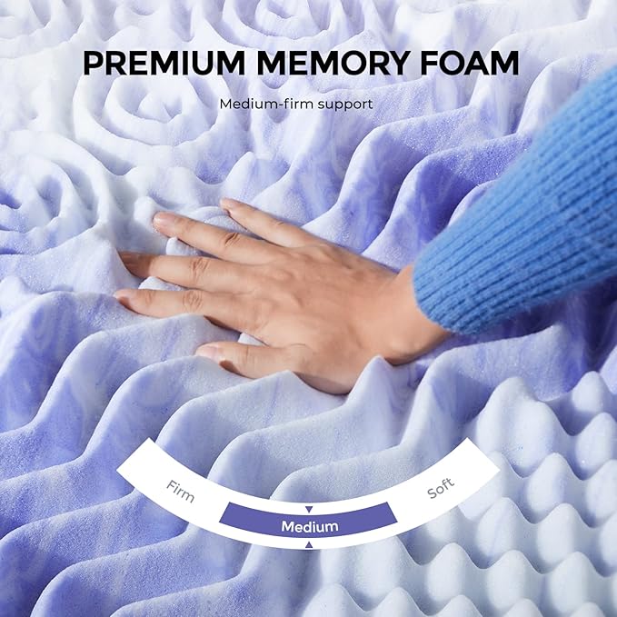 Dreamsmith 3 Inch 7-Zone Twin XL Memory Foam Mattress Topper, Cooling Gel Infused Foam Mattress Pad, Twin XL Size Bed, CertiPUR-US Certified, Dorm Room Essentials