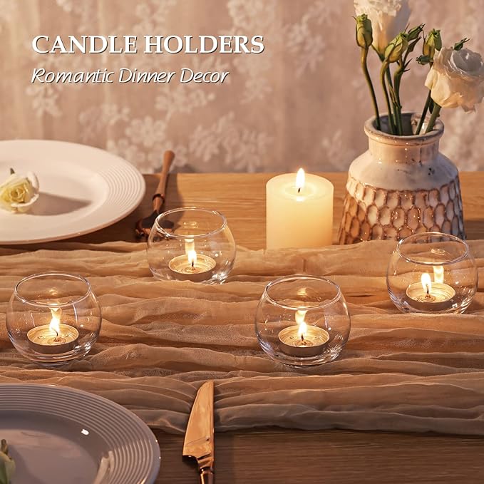 Volens 24PCS Clear Votive Candle Holders for Table Centerpieces, 2''×2'' Round Glass Tealight Candle Holders Bulk for Wedding Decor and Home Decorations