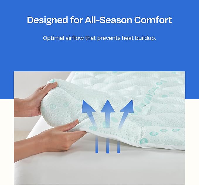 California Design Den Mattress Pad Twin XL Size, 3-Zone Cooling Quilted Mattress Pad for Dorm and Adjustable Split-King Beds