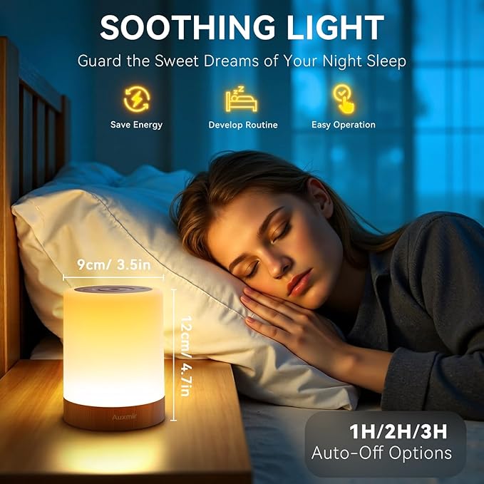 Auxmir Night Light for Kids Baby, Dimmable Touch Lamp for Nursery, 11 RGB Colors 5 Brightness, Portable Rechargeable Bedside Table Lamp for Nightstand, Kids Night Light for Bedroom Living Room, Brown