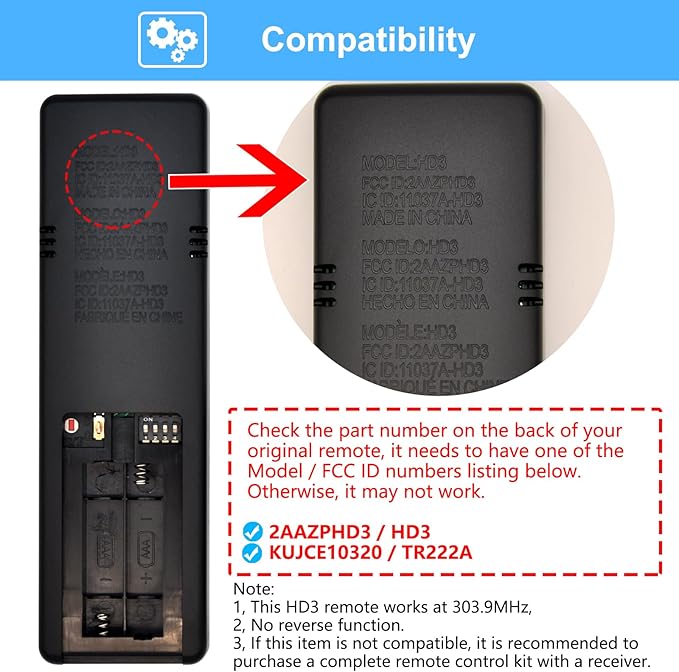 CENMING HD3 Replacement Remote for Hampton Bay Home Decorators Collection Ceiling Fan Remote Control,w/Thermostatic Control Light Dimmer Timer,for KUJCE10320 TR222A 2AAZPHD3 HD3(Remote Only)