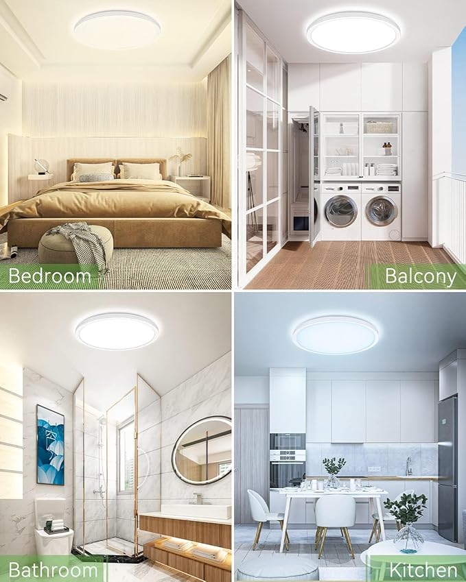 Zemty 10 Pack 12 Inch LED Flush Mount Super Slim 28W 3200lm LED Ceiling Light, 3 Color Temperature in One 3000k/4500k/6000K Fixture for Bedroom, Kitchen, Dining Room