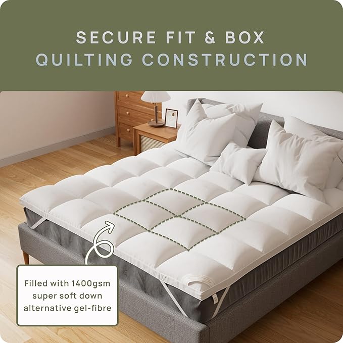 Extra Thick Fitted Mattress Topper - Queen Size | Soft & Cooling Pillow Top Mattress Pad & Protector | Bed Topper for Back Pain, Straps Stretch 6" to 22" Deep