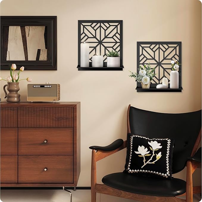 Aesthetics Candle Wall Holder, Modern Bathroom Wall Art for Living Room Bedroom Bathroom (2 Pack 11.8 x 13 in)