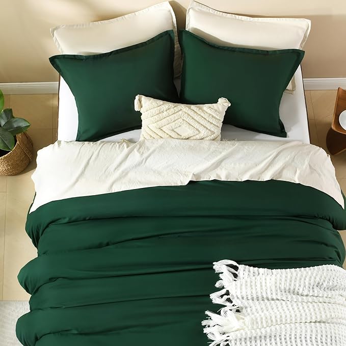 Litanika Dark Emerald Green Comforter California King Size, 3 Pieces Cal King Lightweight Solid Bedding Comforter Set, All Season Fluffy Bed Set (104x96In Comforter & 2 Pillowcases)