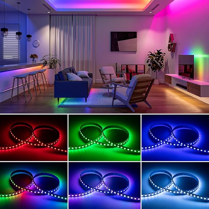 BTF-LIGHTING WS2812B RGB ECO LED Strip, Chasing Effects 5050SMD Individually Addressable 16.4FT 60Pixel/m 300Pixels Flexible Dream Color IP30 for Bedroom DIY Project DC5V(No Adapter or Controller)