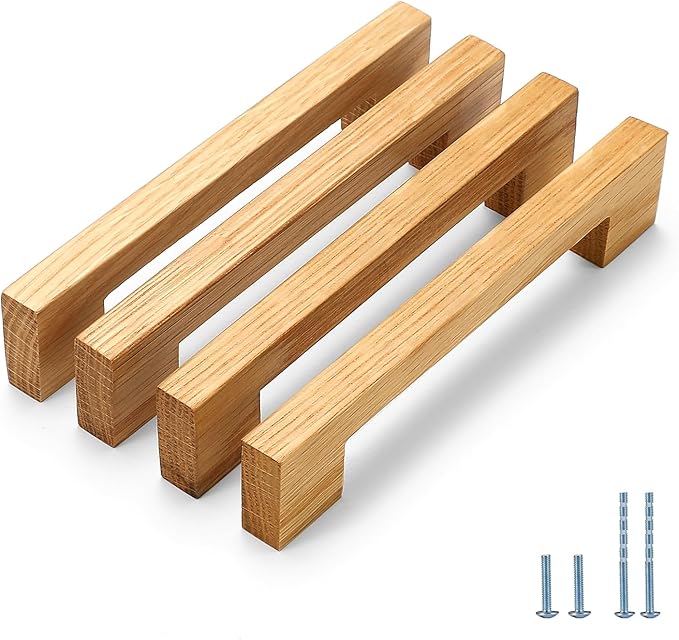 Burlywood Square 5 in 10 pcs Wooden Drawer Pulls Handle pulls for cabinets Kitchen Cabinet Drawer pulls Cabinet Door Pull