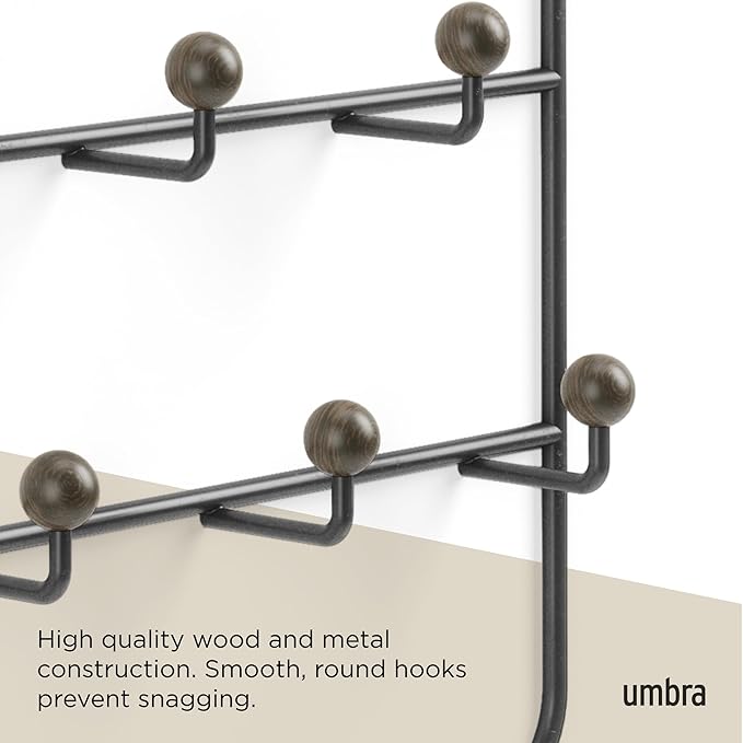 Umbra Estique Multi Over The Door Organizer Hooks, Black/Walnut Large